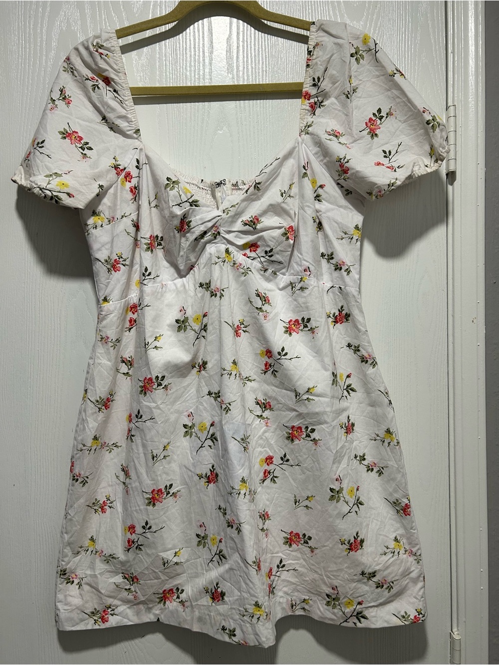 Abercrombie & Fitch Floral Puff-Sleeve White Mini Dress Size LP